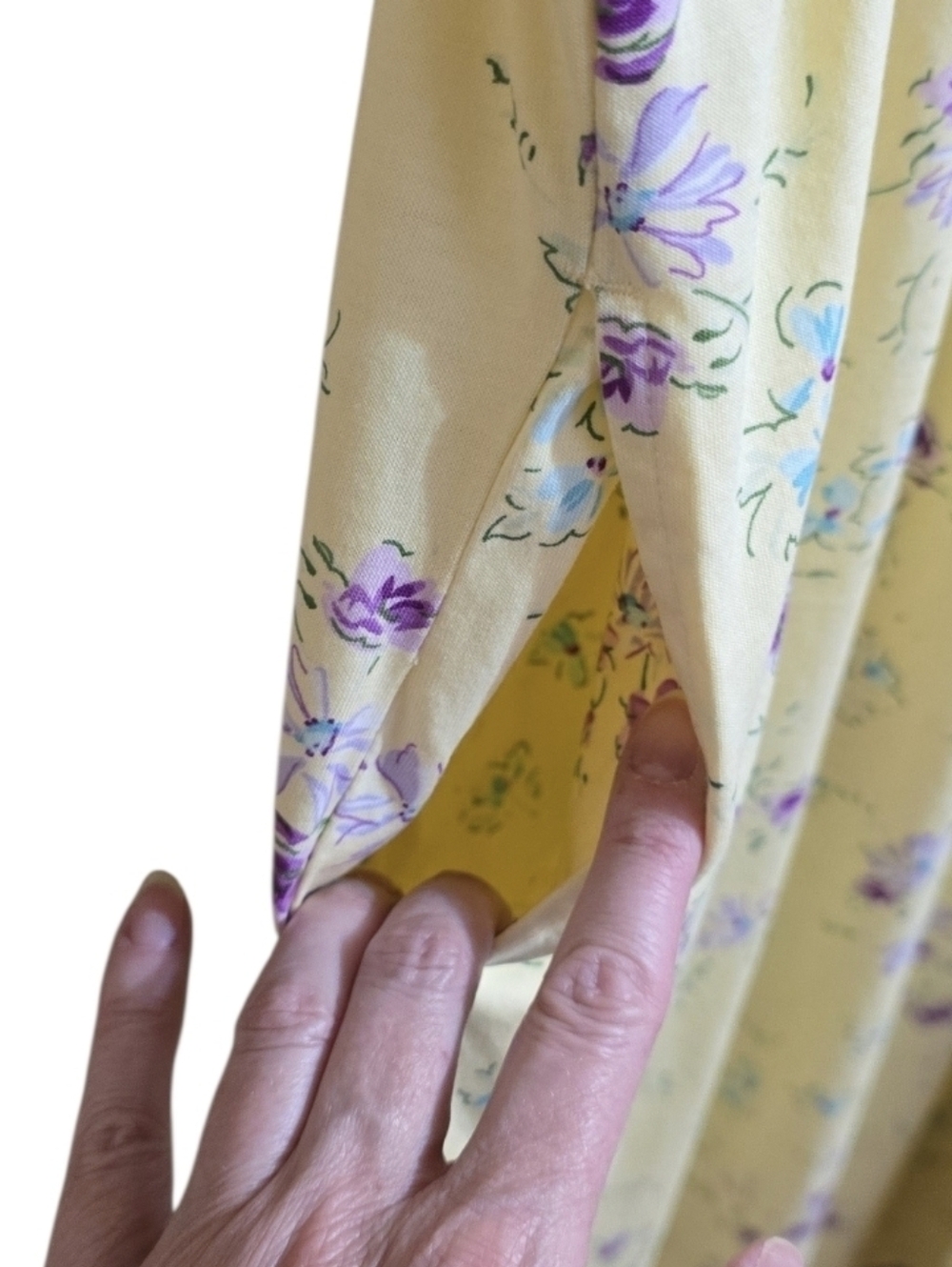 VTG Hanna Anderson Butter Yellow & Purple Floral Cottagecore Maxi Dress. Large - Picture 3 of 7
